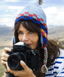 The supermodel Helena Christensen shows images of climate changes